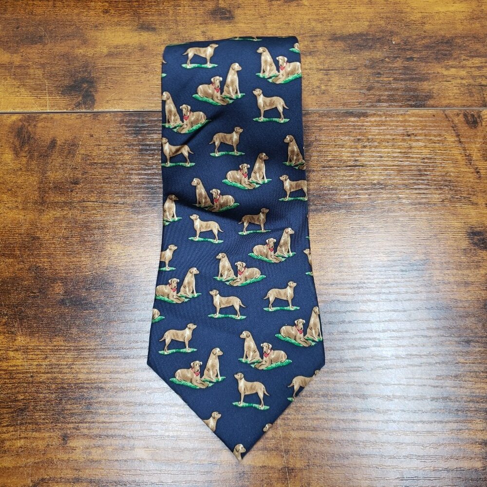 Golden Labrador Dogs Necktie Museum Artifacts Men's Silk Handmade Tie
